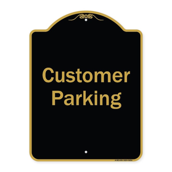 Designer Series-Customer Parking 2, Black & Gold Heavy-Gauge Aluminum, 24" x 18", BG-1824-9856